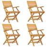 Folding Garden Chairs Set of 4 - Solid Teak Wood | Hipomarket