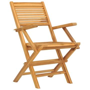 Folding Garden Chairs Set of 4 - Solid Teak Wood | Hipomarket