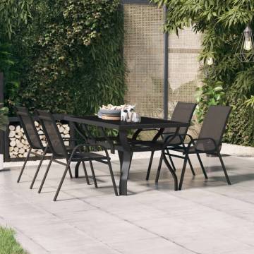 Garden Table Black 140x70 cm - Stylish Outdoor Steel & Glass