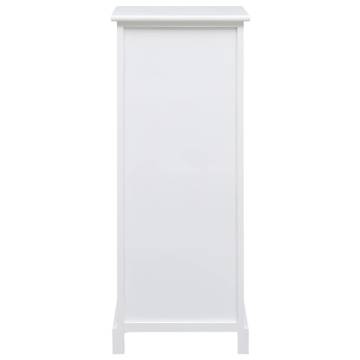 Stylish White & Grey Side Cabinet | 35x30x90 cm Paulownia Wood