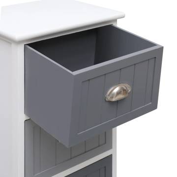 Stylish White & Grey Side Cabinet | 35x30x90 cm Paulownia Wood