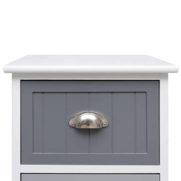 Stylish White & Grey Side Cabinet | 35x30x90 cm Paulownia Wood