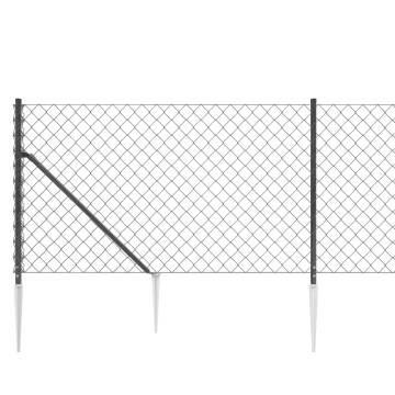 Chain Link Fence with Spike Anchors Anthracite 1.1x25m