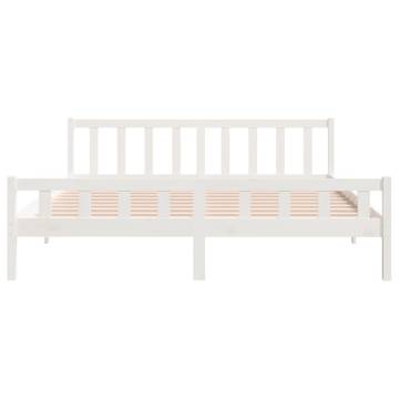 White Solid Wood Bed Frame 200x200 cm | Timeless Design