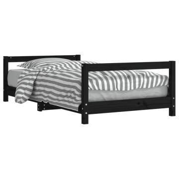 Black Solid Wood Kids Bed Frame - 80x160 cm | Hipomarket