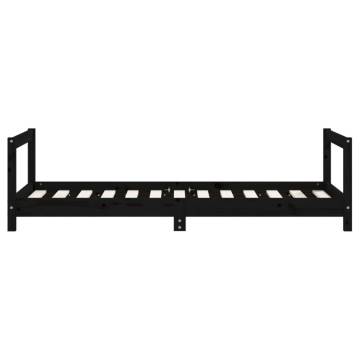 Black Solid Wood Kids Bed Frame - 80x160 cm | Hipomarket