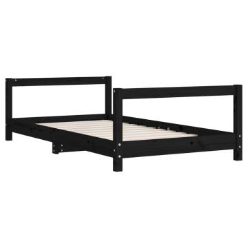 Black Solid Wood Kids Bed Frame - 80x160 cm | Hipomarket