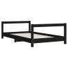 Black Solid Wood Kids Bed Frame - 80x160 cm | Hipomarket