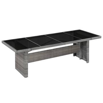 Stylish Garden Table 240x90 cm - Poly Rattan & Glass