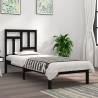 Bed Frame Black Solid Wood 75x190 cm Small Single Colour black Size 75 x 190 cm 