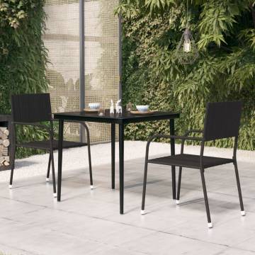 Garden Dining Table Black 80x80x74 cm - Steel & Glass