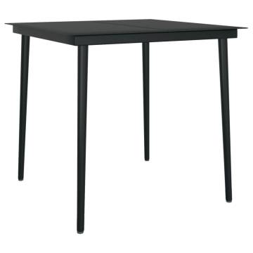 Garden Dining Table Black 80x80x74 cm - Steel & Glass