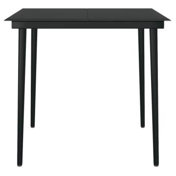 Garden Dining Table Black 80x80x74 cm - Steel & Glass