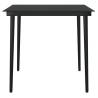 Garden Dining Table Black 80x80x74 cm - Steel & Glass