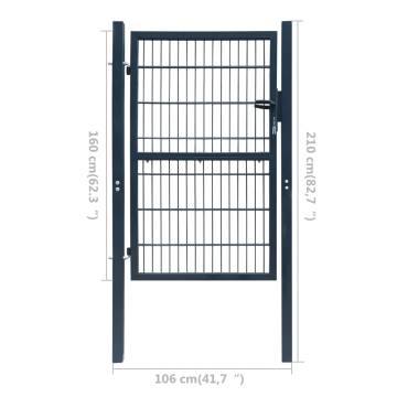 2D Fence Gate (Single) Anthracite Grey - 106 x 210 cm