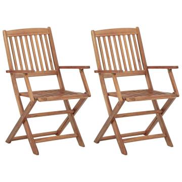 Folding Outdoor Chairs 2 pcs - Solid Acacia Wood | HipoMarket