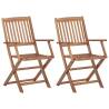 Folding Outdoor Chairs 2 pcs Solid Acacia Wood Quantity in Package 2 Model with armrest Number of 1 