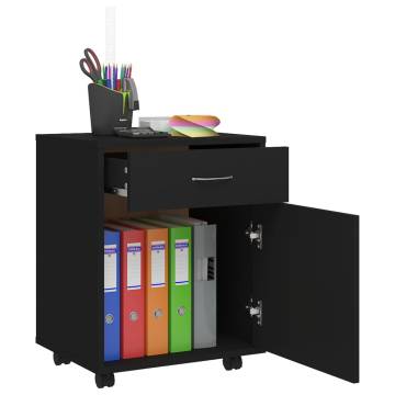 Rolling Cabinet Black 45x38x54 cm | Stylish Storage Solution