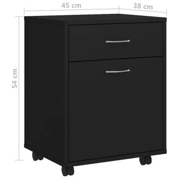 Rolling Cabinet Black 45x38x54 cm | Stylish Storage Solution