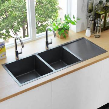 Handmade Black Stainless Steel Kitchen Sink - Premium Quality