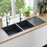 Handmade Kitchen Sink Black Stainless Steel Colour black Size 111.5 x 44 x 20 cm (two sinks + washboard) 