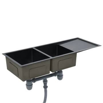 Handmade Black Stainless Steel Kitchen Sink - Premium Quality