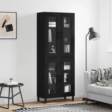 Stylish Highboard Black - 69.5x34x180 cm Engineered Wood