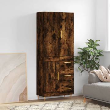 Stylish Highboard in Smoked Oak - 69.5x34x180 cm | Hipo Market