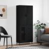 Stylish Highboard - Black Engineered Wood, 69.5x34x180 cm