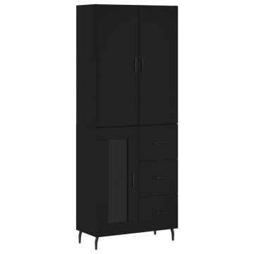 Stylish Highboard - Black Engineered Wood, 69.5x34x180 cm