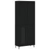 Stylish Highboard - Black Engineered Wood, 69.5x34x180 cm