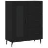 Stylish Highboard - Black Engineered Wood, 69.5x34x180 cm