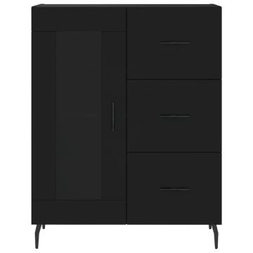 Stylish Highboard - Black Engineered Wood, 69.5x34x180 cm