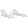 Sun Loungers 2 pcs with Table - White Solid Acacia Wood