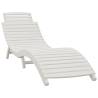 Sun Loungers 2 pcs with Table - White Solid Acacia Wood