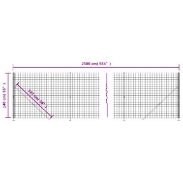 Wire Mesh Fence with Flange Anthracite 1.4x25 m - Durable & Versatile