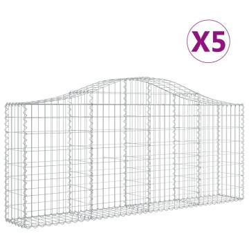 Arched Gabion Baskets - 5 pcs Galvanised Iron (200x30x80/100cm)