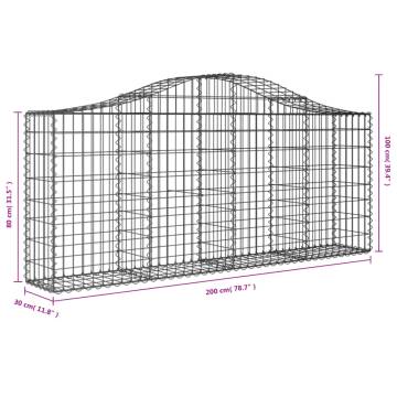 Arched Gabion Baskets - 5 pcs Galvanised Iron (200x30x80/100cm)