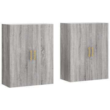 Elegant Wall Mounted Cabinets - Grey Sonoma - 2 pcs