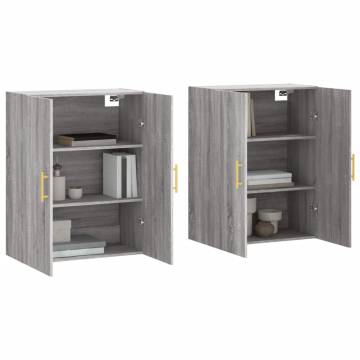 Elegant Wall Mounted Cabinets - Grey Sonoma - 2 pcs