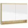 Stylish Bathroom Mirror Cabinet 80x15x60 cm in White & Oak