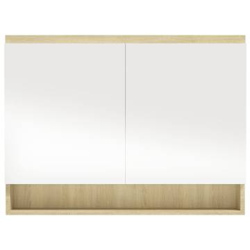 Stylish Bathroom Mirror Cabinet 80x15x60 cm in White & Oak