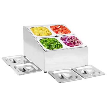 Gastronorm Container Holder with 4 GN 1/6 Pans - Stainless Steel