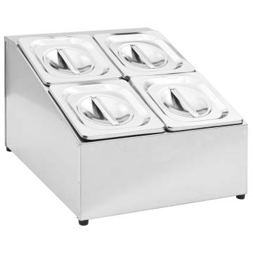 Gastronorm Container Holder with 4 GN 1/6 Pans - Stainless Steel