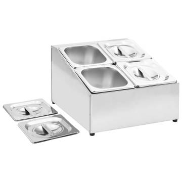 Gastronorm Container Holder with 4 GN 1/6 Pans - Stainless Steel