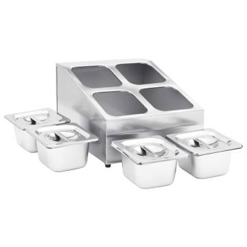 Gastronorm Container Holder with 4 GN 1/6 Pans - Stainless Steel