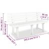 Durable White Plastic Garden Bench - 145.5 cm | HipoMarket