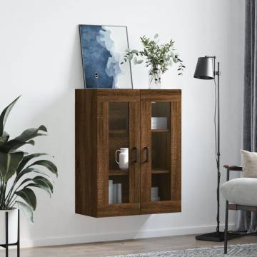 Stylish Wall Mounted Cabinet in Brown Oak - 69.5x34x90 cm