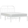 Metal Bed Frame with Headboard - White Small Double (120x190 cm)