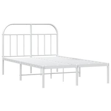 Metal Bed Frame with Headboard - White Small Double (120x190 cm)